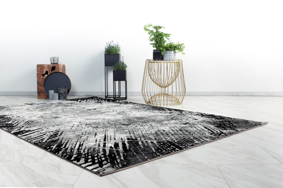 white black rug