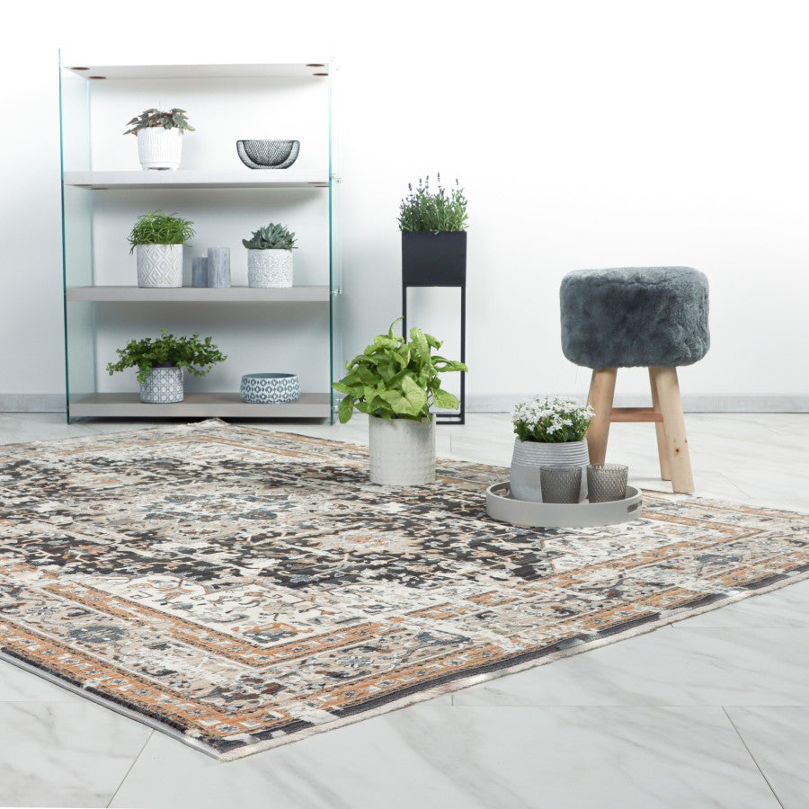 grey beige cream vintage style rug