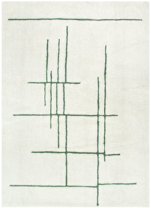 Highlands Abstract Olive Lines Washable Wool Rug - Adore Rugs & Flooring