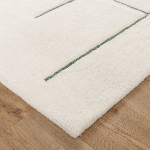 Highlands Abstract Olive Lines Washable Wool Rug - Adore Rugs & Flooring