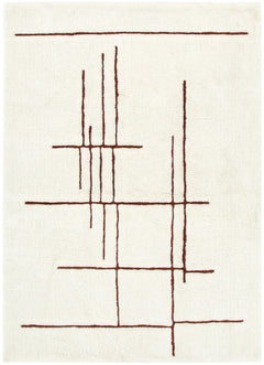 Highlands Abstract Terracotta Lines Washable Wool Rug