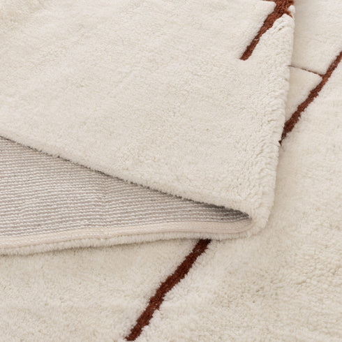 Highlands Abstract Terracotta Lines Washable Wool Rug - Adore Rugs & Flooring