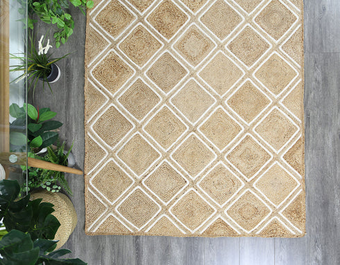 Artisan Natural Parquetry Jute Rug - Adore Rugs & Flooring