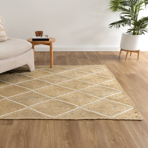Artisan Pearl Diamond Jute Rug - Adore Rugs & Flooring