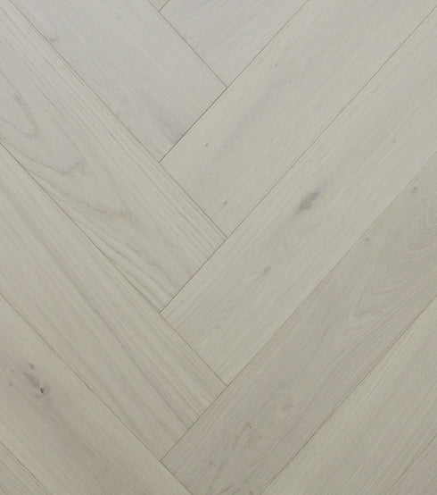 Swish Oak Natura Herringbone Ambient Sand pale cool greige engineered oak herringbone flooring swatch