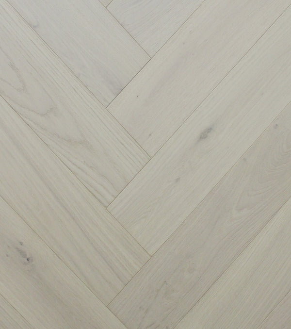 Swish Oak Natura Herringbone Ambient Sand pale cool greige engineered oak herringbone flooring swatch