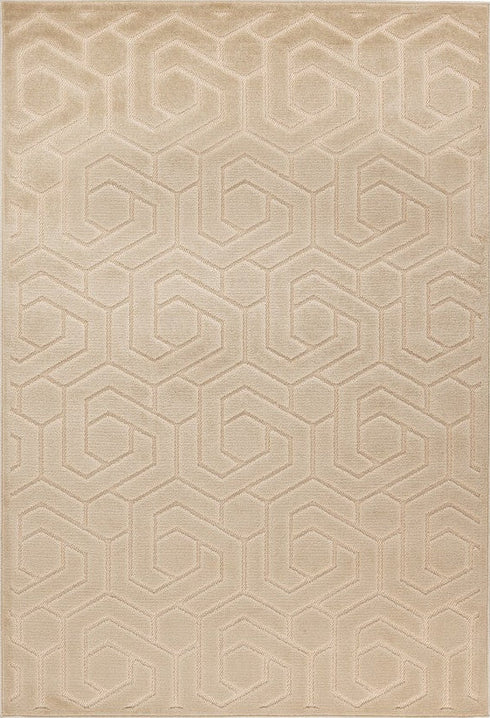 Amira 202 Beige - Geometric Rug in Beige, full view