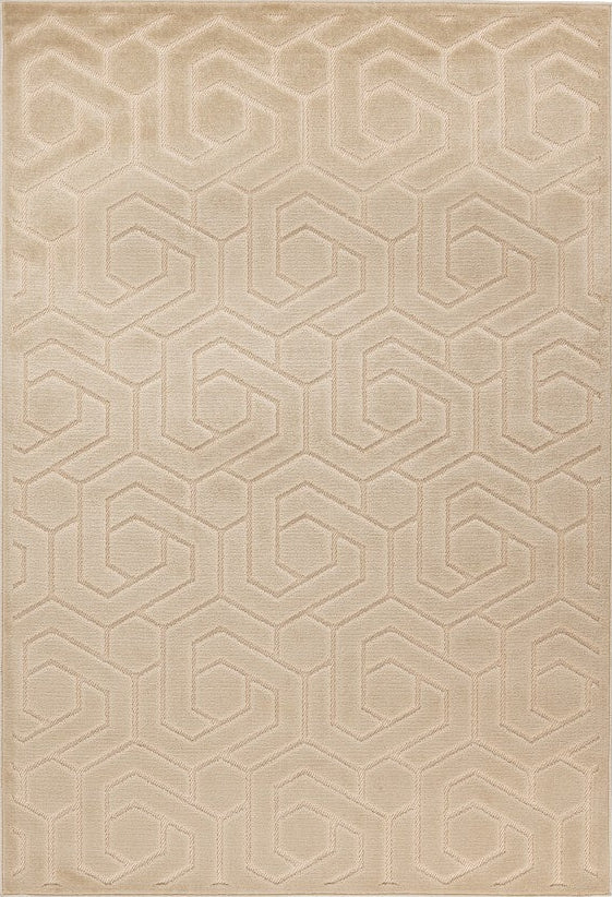 Amira 202 Beige - Geometric Rug in Beige, full view