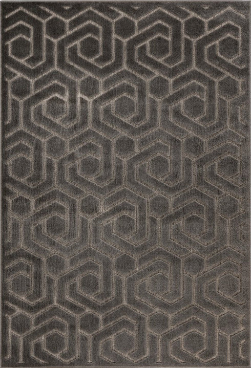 Amira 202 Grey - Geometric Rug Grey, full view