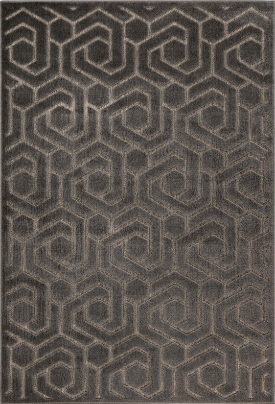 Amira 202 Grey - Geometric Rug Grey, full view