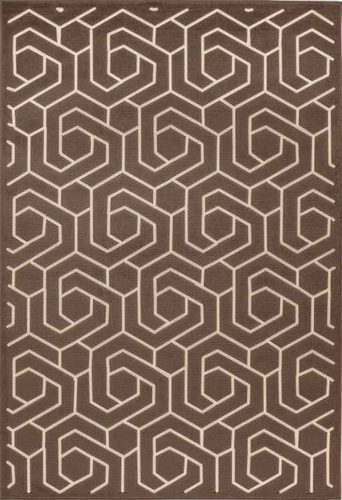 Amira 202 Taupe - Geometric Rug Brown, full view