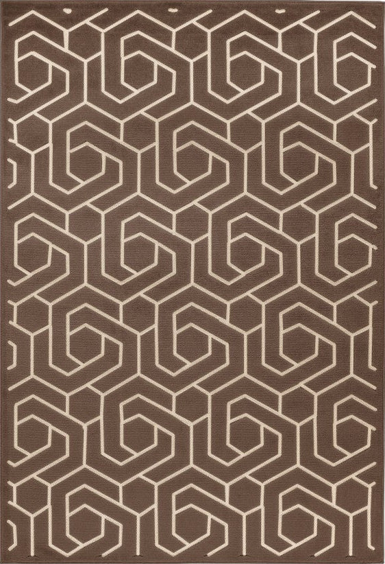 Amira 202 Taupe - Geometric Rug Brown, full view