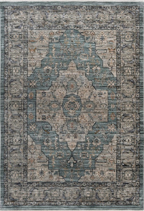 Antigua 701 Green Vintage-Inspired Rug with Medallion, full view