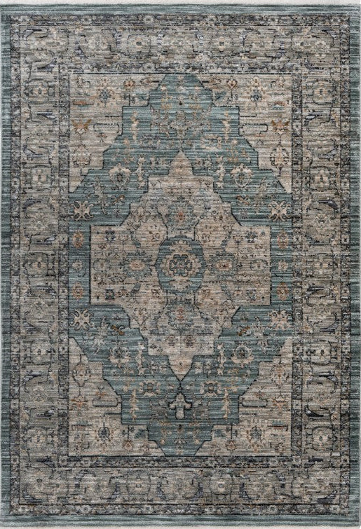 Antigua 701 Green Vintage-Inspired Rug with Medallion, full view