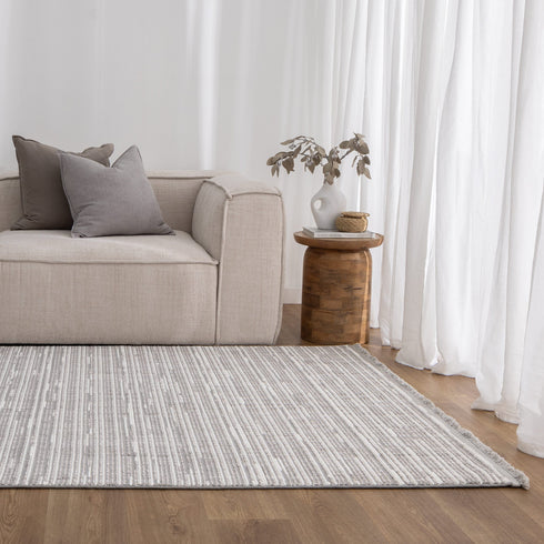 Berno Silver Ivory Loop Lines Rug - B006 - Adore Rugs & Flooring