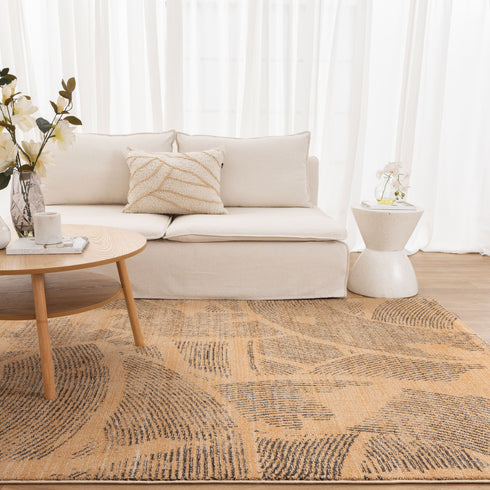 Clara Abstract Paintbrush Gold Rug - C104 - Adore Rugs & Flooring