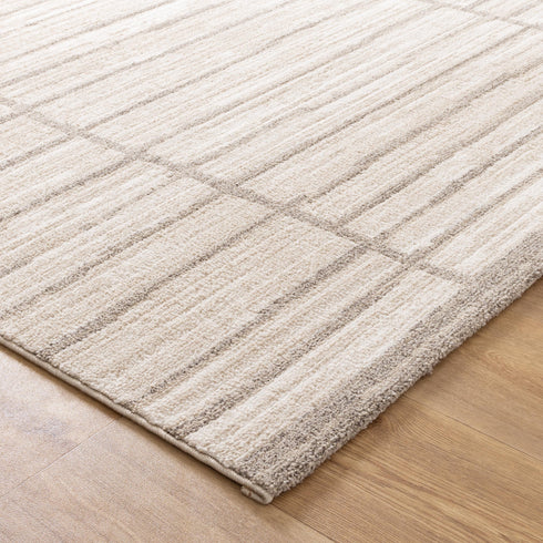 Clara Distressed Thick Lines Beige Grey Rug - C107 - Adore Rugs & Flooring