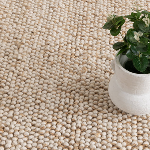 Eco Weave Checkered Border Cream Beige Wool and Jute Rug - Adore Rugs & Flooring