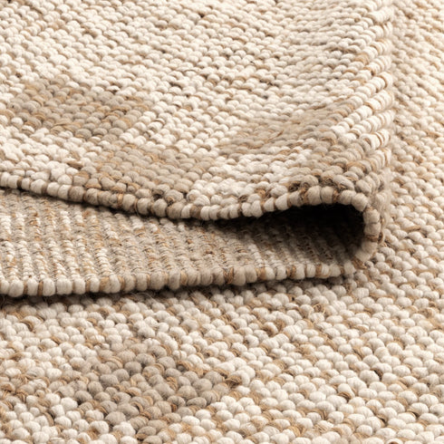 Eco Weave Checkered Border Cream Beige Wool and Jute Rug - Adore Rugs & Flooring