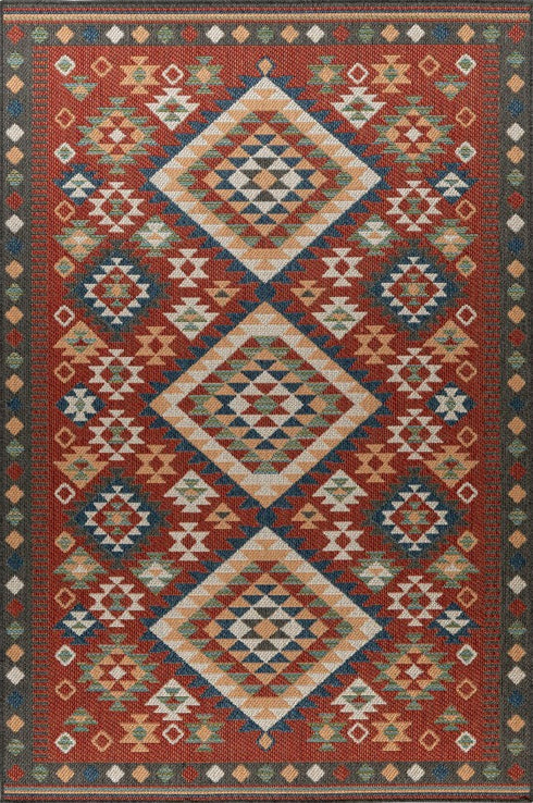 Capri 301 Multi Red Outdoor Rug, full view