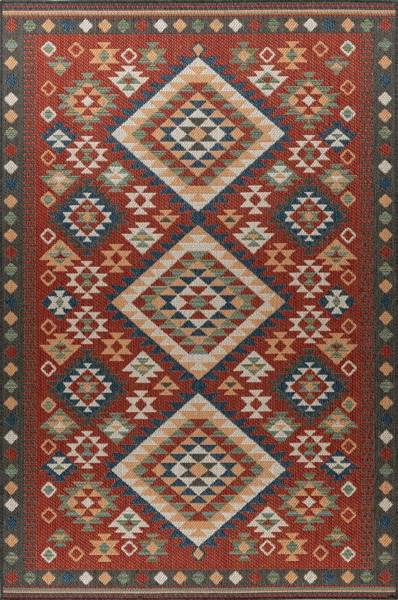 Capri 301 Multi Red Outdoor Rug, full view