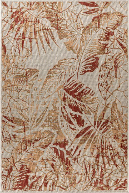 Capri 307 Multi - Leaf Pattern Outdoor Rug, full view