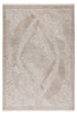 Traditional rug with central medallion and ornate floral pattern in neutral beige tones