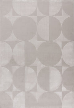 Elif 406 Silver - Grey Area Rug with Circular and Triangular Pattern