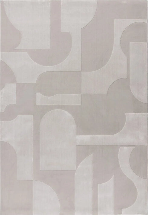 Elif 405 Silver Abstract Geometric Area Rug, full view