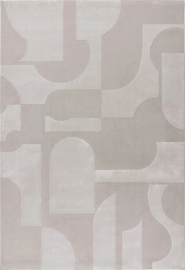 Elif 405 Silver Abstract Geometric Area Rug, full view