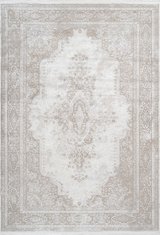 Pierre Cardin Elysee 902 Cream Designer Rug with Border and Medallion, full view