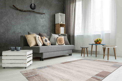 Beige and Blue Rug - ADORE RUGS and FLOORING