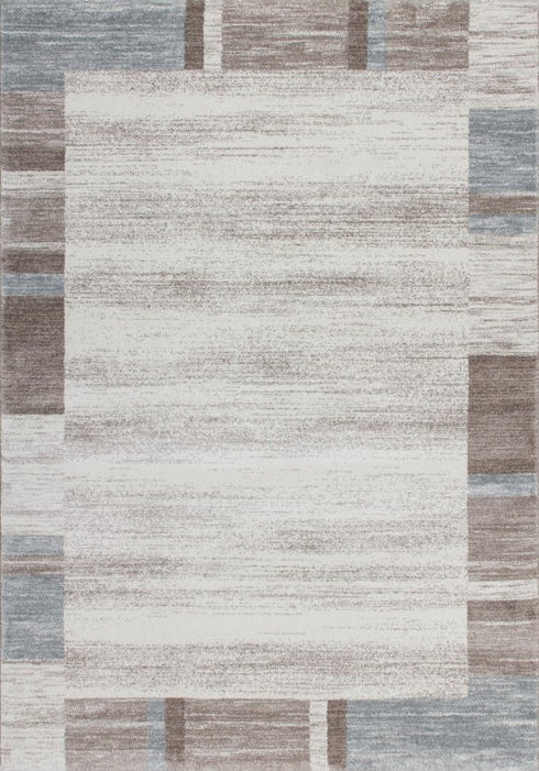 Feeling 500 Pastel Blue Plain Border Thick Rug, full view
