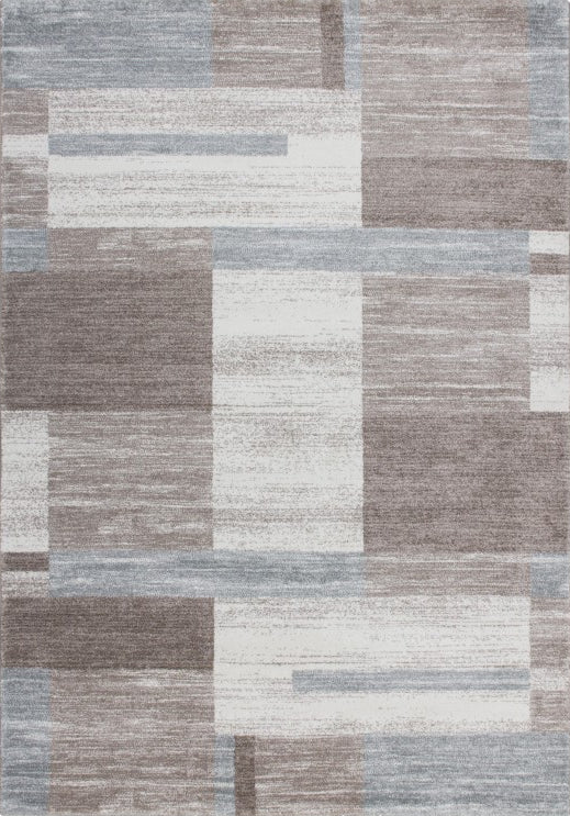 Feeling 501 Pastel Blue Simple Thick Geometric Rug, full view