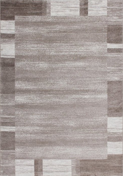 Feeling 500 Beige Plain Border Thick Rug, full view