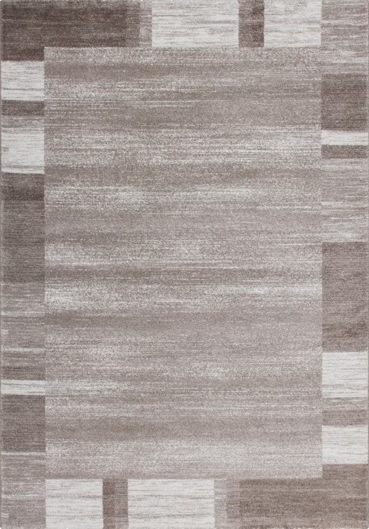 Feeling 500 Beige Plain Border Thick Rug, full view