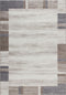 Feeling 500 Beige Silver Plain Border Thick Rug, full view