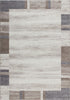 Feeling 500 Beige Silver Plain Border Thick Rug, full view