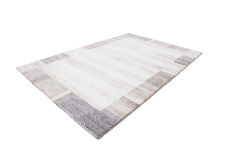 Feeling 500 Beige Silver Plain Border Thick Rug - Adore Rugs & Flooring
