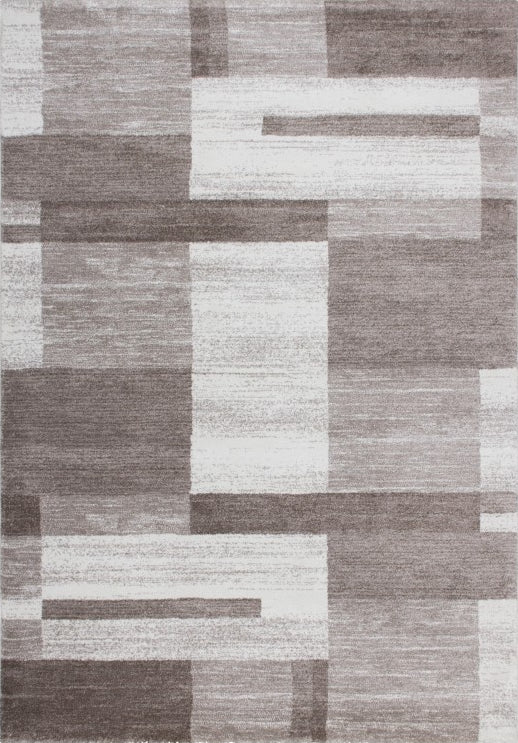Feeling 501 Beige Thick Checkered Rug, full view