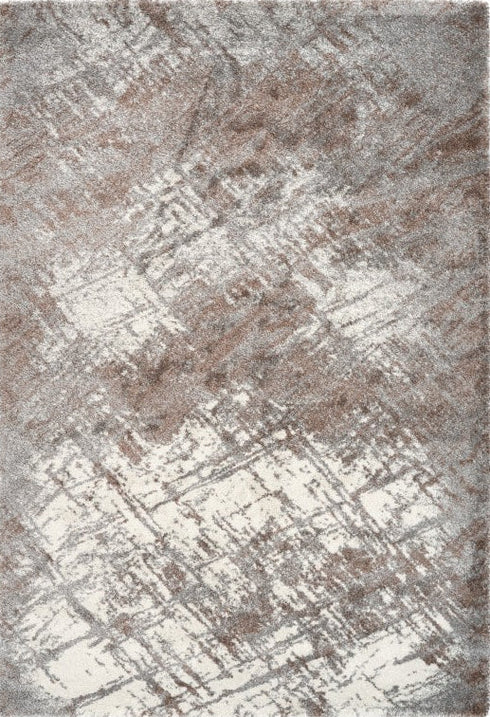 Harmony 401 Abstract Beige-Silver Rug with Jagged Lines, full view