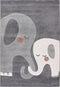 Happy 301 - Grey Soft High Pile Kids Rug with Intertwined Elephant Design, full view