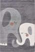 Happy 301 - Grey Soft High Pile Kids Rug with Intertwined Elephant Design, full view