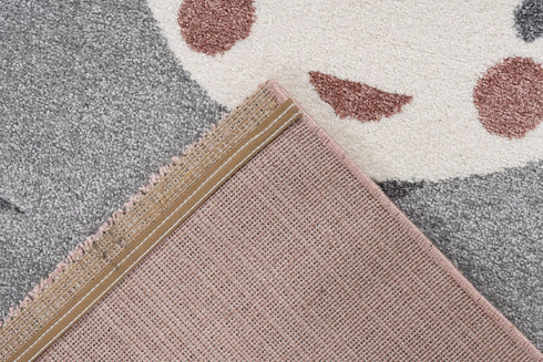 Happy 304 Multi - Whimsical Fairy High Pile Kids Rug in Pink and Grey