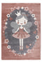 Fairy-themed kids rug with pink background and floral accents