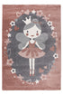 Fairy-themed kids rug with pink background and floral accents