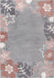 Happy 307 Multi - Kids Rug with Floral Border and Grey Centre, full view