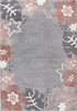 Happy 307 Multi - Kids Rug with Floral Border and Grey Centre, full view