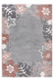 Kids rug with pink and white floral border on grey background