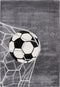 Happy 308 silver kids rug with soccer ball and net design, full view